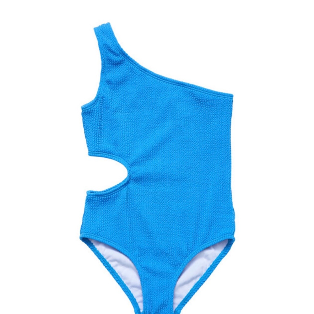 Snapper Rock One-Shoulder Cutout Swimsuit in Bright Blue